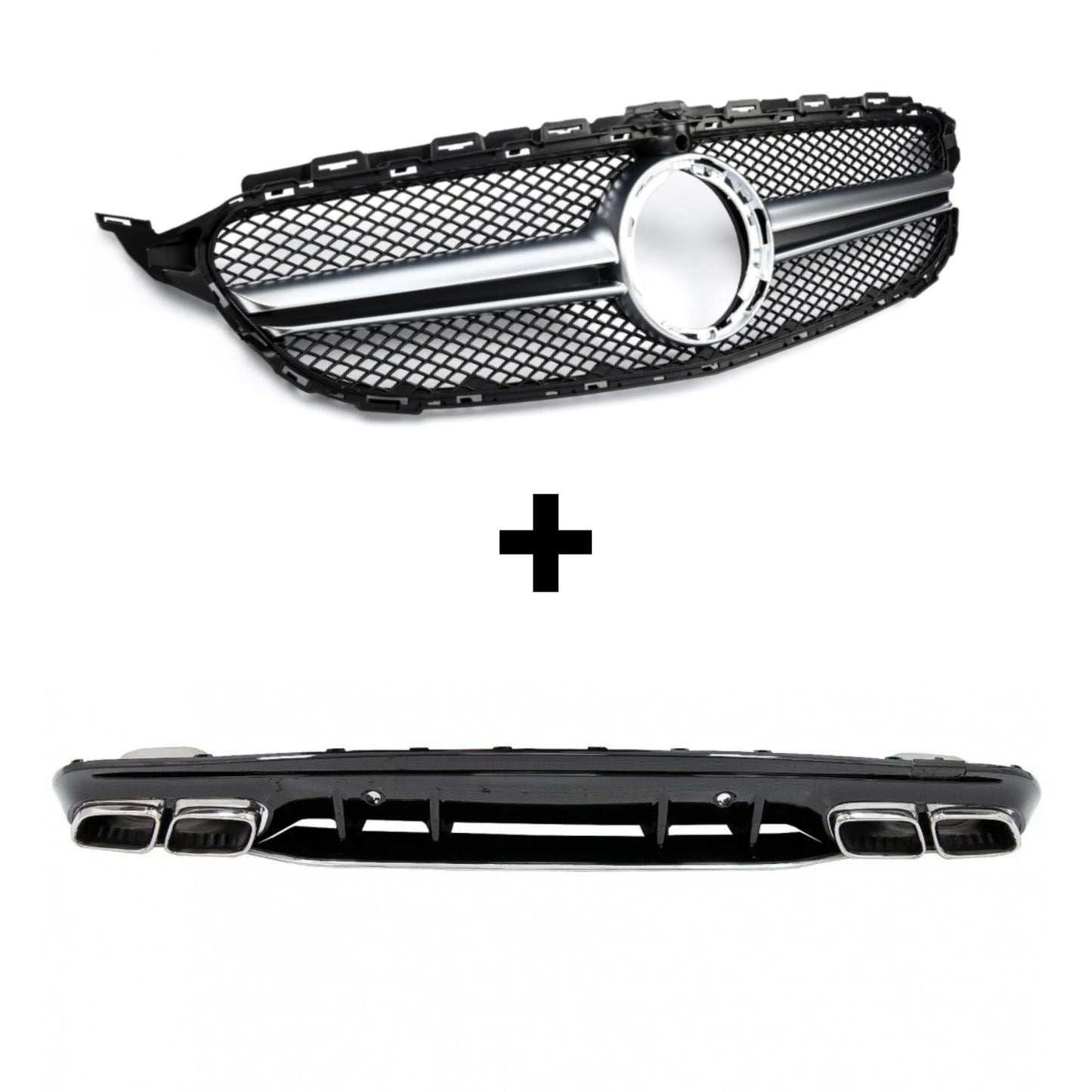 Pacchetto Griglia Stile AMG Argento + Diffusore stile C63 Classe C W20 - Bellum Design