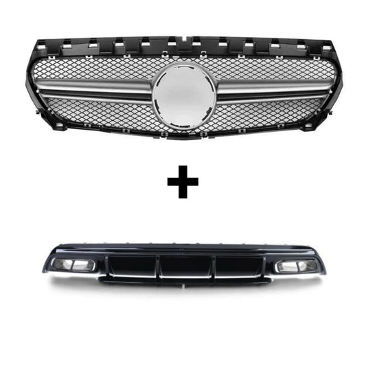 Pacchetto Griglia AMG Argento + Diffusore Classe A W176 2012-2018 - Bellum Design