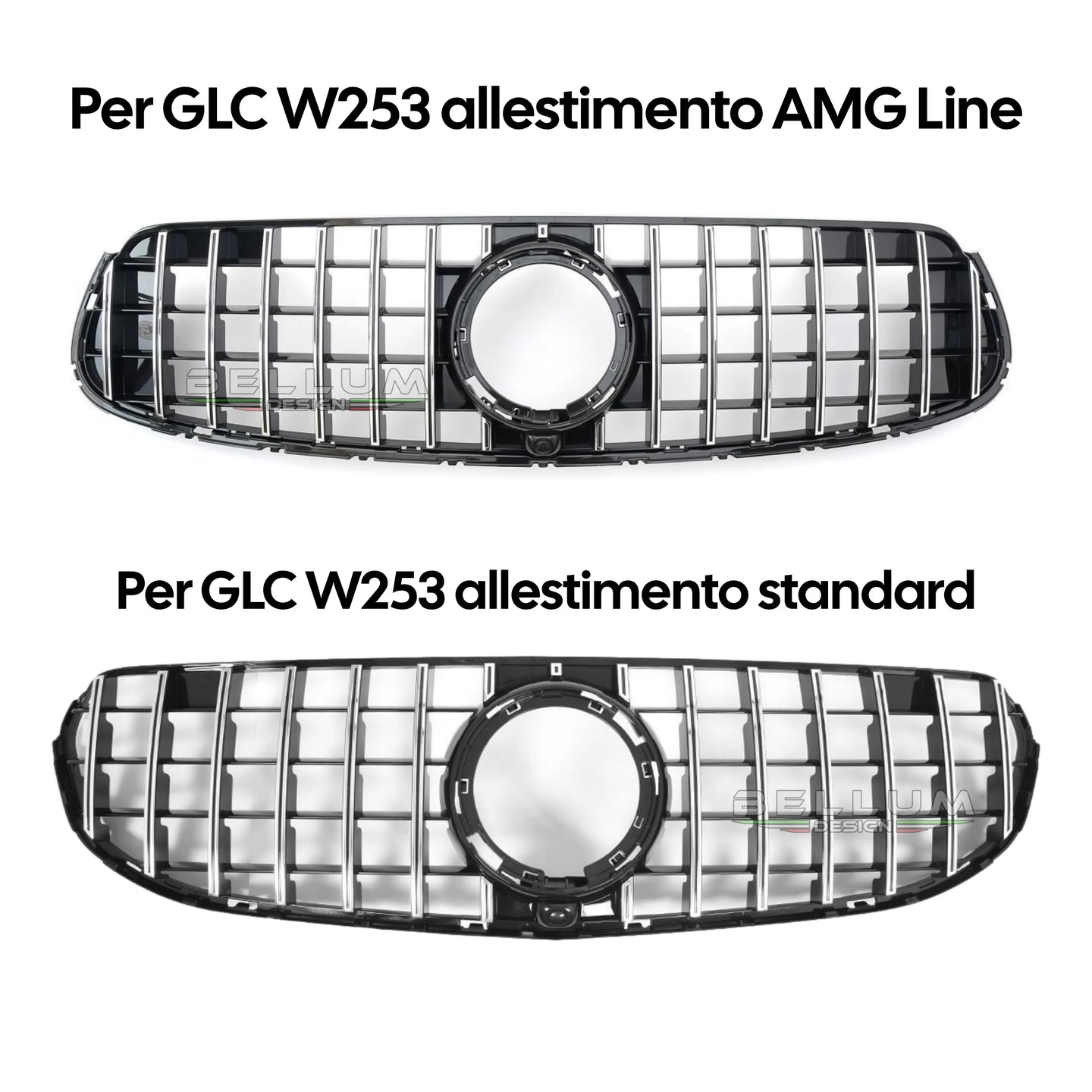 Griglia Panamericana Cromata GLC W253 2019-2022 vista laterale - Bellum Design