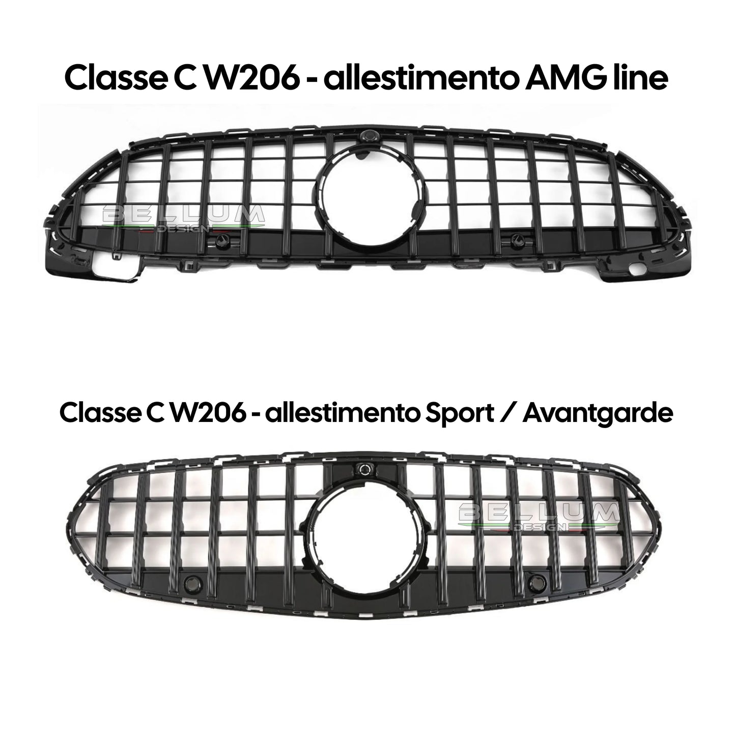 Griglia Panamericana Nera Classe C W206 vista laterale - Bellum Design