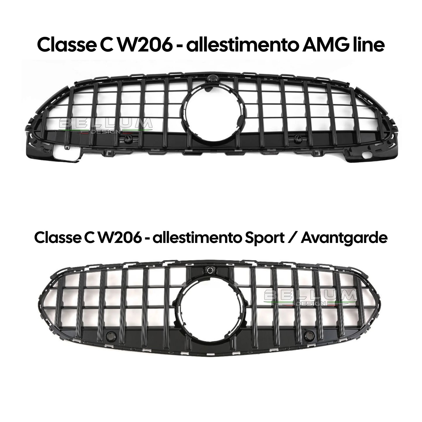 Griglia Panamericana Nera Classe C W206 vista laterale - Bellum Design