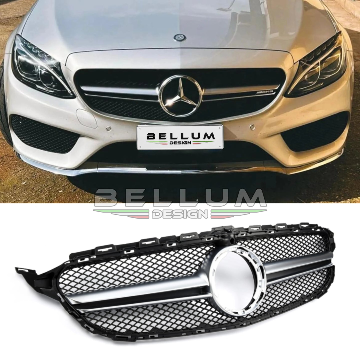 Griglia Stile AMG Argento Classe C W205 - Bellum Design